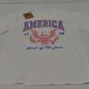MAPICK Women 4th of July 1776 Graphic Oversized T-Shirts Shirt Short Sleeve Patriotic Casual Tee Tops (Medium), White
