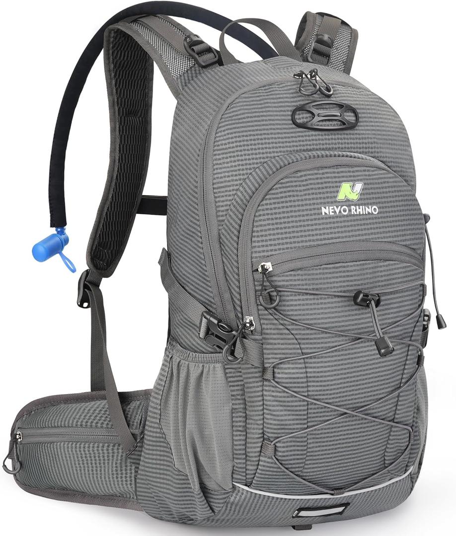 Hydration Backpack 3L Water Bladder, Hiking Water Backpack with Rain Cover, Insulation Hydration Daypack Rucksack for Cycling (gray)