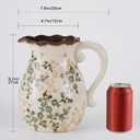 Vintage Green and Beige Vase with Handel,Retro Ice Cracked Ceramic Vases,Rustic Large Chinoiserie Floral Pitcher Vases for Living Room Bookshelf Home Office Dcor 8.2" (GB-03)