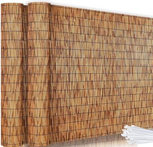 KOIUEYW Bamboo Reed Fencing, Light Russet Bamboo Fence Rolls 3 Feet High, Decorative Reed Curtains Privacy Screen Outdoor for Patio Garden Balcony Backyard, 3 x 33 FT