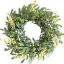 Green Wreaths for Front Door, Farmhouse and Home Decorations for All Seasons, 20 Inches Greenery Artificial Eucalyptus Wreaths, Outdoor and Indoor Wall Decorations (Green)