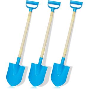 Kids Beach Shovels for Digging Sand, Beach Toys Gifts for Kids 3-10, 31" Long Plastic Shovel Spade & D-Handle, Adjustable Length, 3PACK