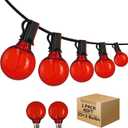 40FT LED Outdoor String Lights Waterproof, G40 Globe for Patio With 27 Edison Vintage Shatterproof Bulbs, Connectable Backyard Lighting for Garden, Bistro, Porch, Cafe (Red)