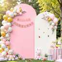 White and Pink Arch Backdrop Cover 7.2FT 6FT Wedding Arch Covers Set of 2 Spandex Fitted Fabric Backdrops Double-Color Arches Covers Stretchy Backdrop for Party Baby Shower Birthday Decoration