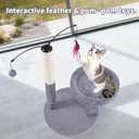 AIWIKIDE 24" Scratching Post, Interactive Cat Scratcher, with Perch & Plush Toy, Sturdy Weighted Base, Grey