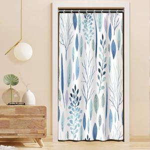 Blue Leaves Shower Curtain Set with Hooks Farmhouse Botanical Plants Shower Curtain for Bathroom Blue Leaves Branches Waterproof Fabric Decor 48x72inches