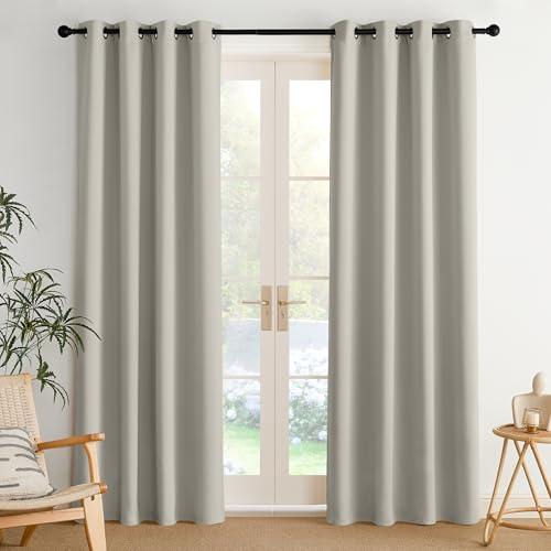 NICETOWN Room Darkening Draperies Curtains Panels, 2 Panels Natural W52 x L84