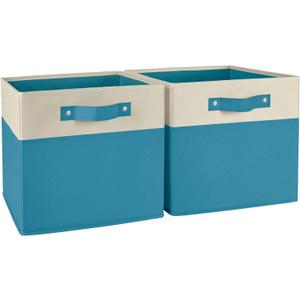 RiverRidge Kids storage bins - 10.5 Cube Storage Organizer with Handles - Turquoise Two-Tone closet organizers and storage for Toys, Shoes & More  Fits Cabinets