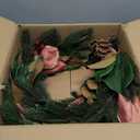 Briful 5FT Christmas Magnolia Flower Garland with Pine Cones Berries Artificial Silk Floral Vine Faux Flower Garland for Xmas Backdrop Table Wall Wedding Party Home Decor
