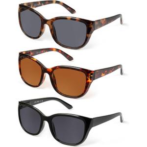 JOLISU 3 Pack Reading Sunglasses for Women/Men, Built-in Sun Reader W/outdoor UV400 Protection(2.5)
