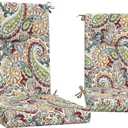 DYTXIII Outdoor High Back Chair Cushions Set of 2, 44x20 in Water Repellent Patio Seat Cushions with Elastic Sponge, All Weather Cushions for Rocking, Dining Chairs, Patio Furniture - Paisley Chilli, 44"x20"x2.5"