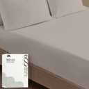 MAYFAIR LINEN Twin XL Fitted Sheet Only - 100% Egyptian Cotton 600 Thread Count 16" Deep Pocket Fitted Sheet Twin XL, Soft Cooling Sateen Weave Bottom Sheet, Fits College Dorm Mattress - Taupe