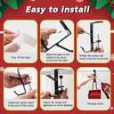 Garland and Stocking Mantel Holders with 2 Hooks, Mantel Hanger for Garland, 2 in 1 Mantel Garland and Stocking Hangers Heavy Duty, Fireplace Garland Hanger for Xmas Decoration (4Black)