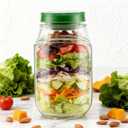 Salad Jar with Side Opening, Salad Pod Mason Jar with Built-In Dressing Cup Leakproof Salad Container To Go, Reusable Meal Prep Jar for Layered Salads, Fruit & Parfait for Work, Gym & Travel