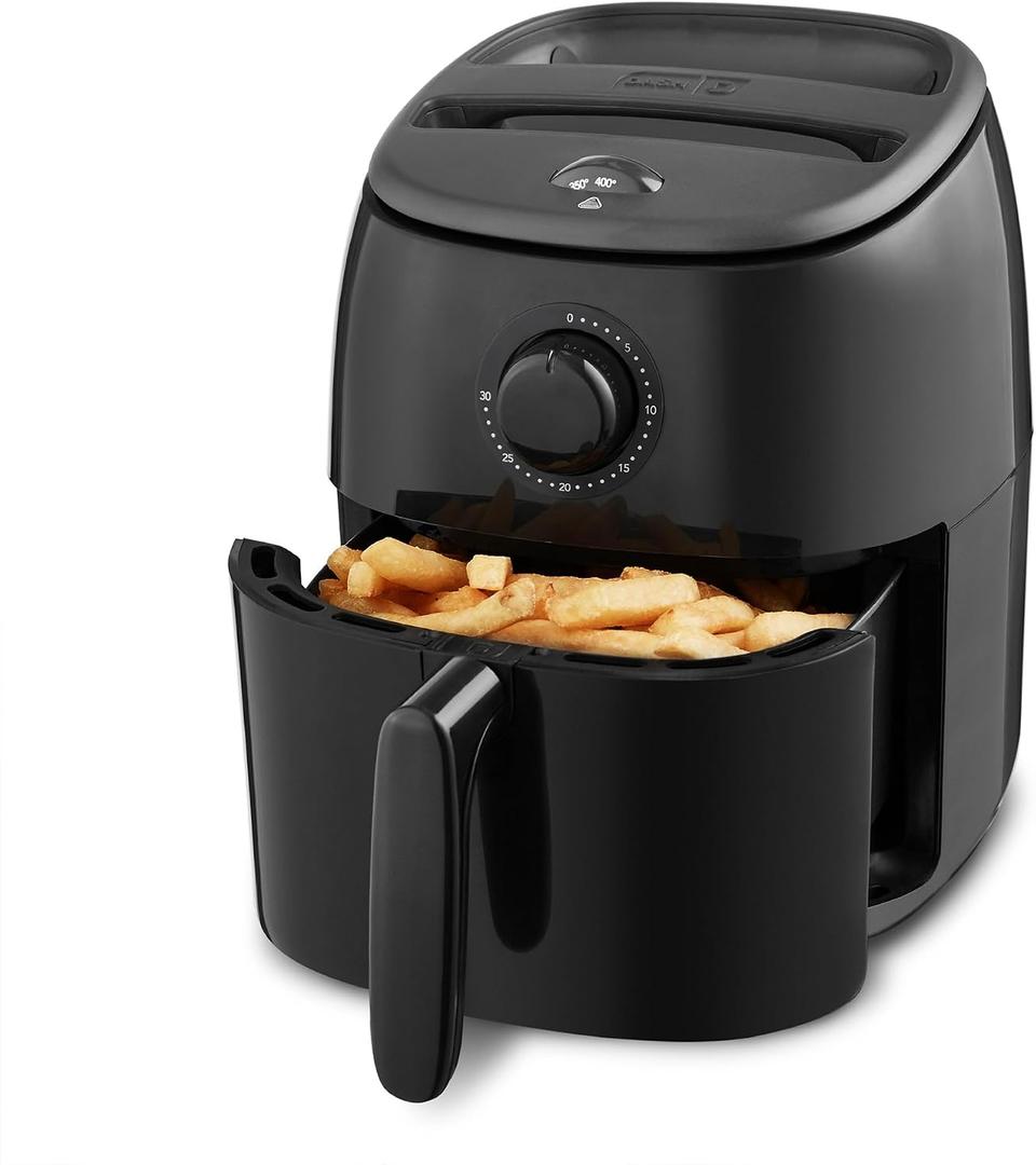 Dash Tasti-Crisp Air Fryer - AirCrisp Technology - Compact Design with Adjustable Temperature Control - Nonstick Fry Basket & Auto Shut-Off Feature - 2.6 Quarts - Black