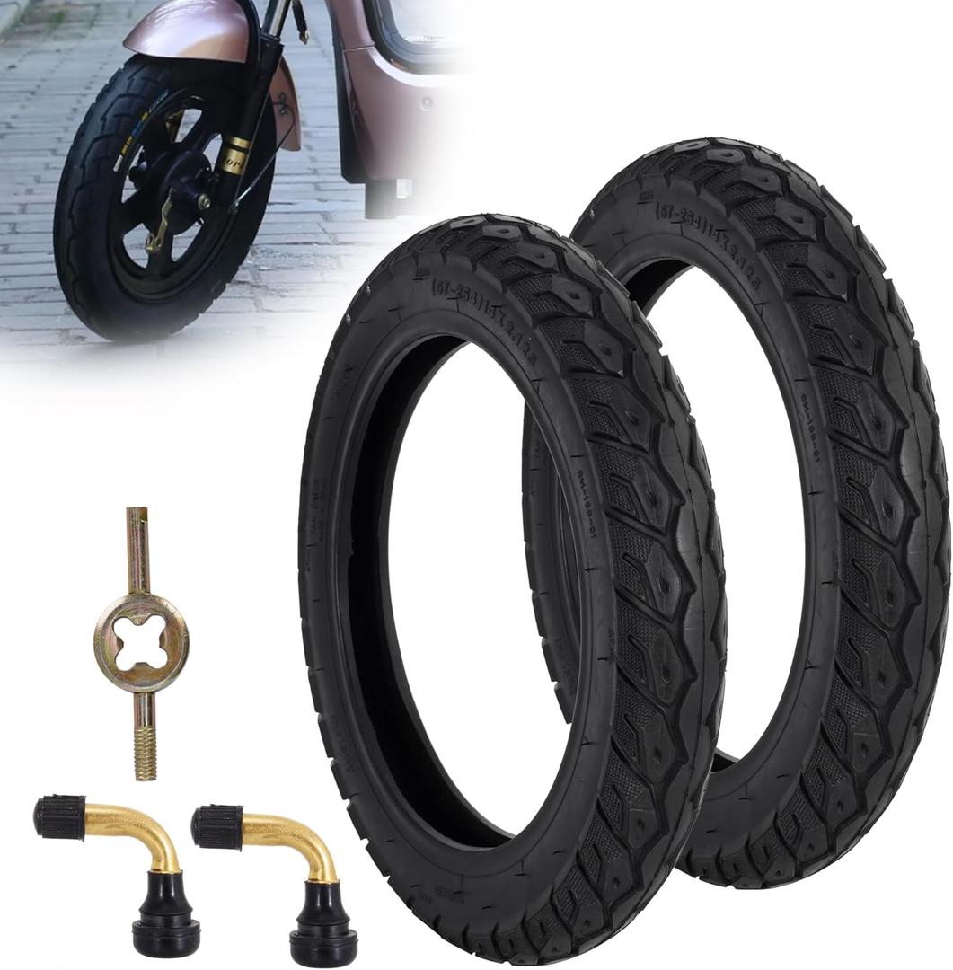14X2.125 Tubeless Tires, 14 X 2.125 Electric Bike Tires with Angled Valve for 14 Inch Electric Folding Bike, E-Bikes and E-Scooters