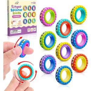 2 x Fidget Toys Sensory Rings for Kids: 9 Pack Multi-Functional Finger Spinner