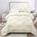 Raphus cucullatus Rainbow Queen Bedding for Girls - Pretty Floral Comforter Set with Flower Pattern
