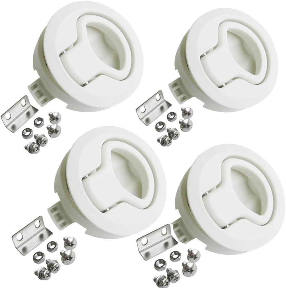 WJSKDQ 4PCS Boat Slam Latch 2'' Flush Pull Slam Latches Round Plastic Round for RV Boat Door Hatch Cabinet Pull Locking Deck Hatch Door