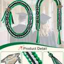 Yigney Graduation Lei Set Class of 2026 Grad Ribbon Leis with Honor Cord Double Braided Graduate Leis for Men Women Green Black White