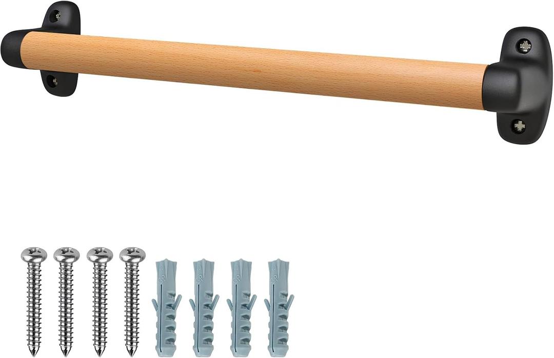 SELEWARE 24 inch Playground Safety Handle Wood Kids Playground Grab Handles Grip Handle Handrail Playset Handles for Playhouse, Treehouse, Solid Beech Wood with Plastic Brackets for Indoor Outdoor use