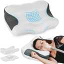 Elviros Cervical Neck CPAP Pillow for Sleeping, Ergonomic Adjustable Height Neck Support Memory Foam Bed Pillow for CPAP Users with Sleep Apnea, Suitable for Side and Back Sleepers (White)