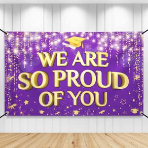 KatchOn, We are So Proud of You Banner - XtraLarge, 72x44 Inch | Graduation Backdrop Purple and Gold for Graduation Party Decorations 2026 | Congratulations Banner for Graduation Decorations 2026