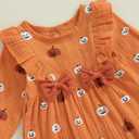 FOMOYUU Newborn Baby Girl My First Halloween Clothes Pumpkin Romper Jumpsuit Fall Outfits Ruffle Long Sleeve with Headband (Orange)