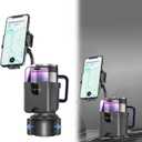Car Cup Holder Expander with Phone Mount, [Super Stable & No Shaking] 3 in 1 Upgraded Thick Gooseneck Cup Holder Car Mount, Slots for Placing Cards and Mobile Phones,for All Smartphone, SJZJ01