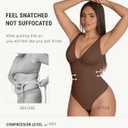 FeelinGirl Shapewear Bodysuits for Women Tummy Control Body Suits Deep V Neck Thong Body Shaper (Brown, XS)