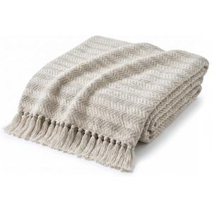 Americanflat 50x60 Throw Blanket - Soft and Breathable Cotton Throw Blanket for Couch, Bed, Chair - Decorative Blankets Perfect for Home, Office, or Outdoor Use - Cream and Beige Zig Zag Design