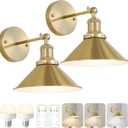 Bailoch Gold Vintage Wireless Battery Operated Wall Sconces, Rechargeable Cordless Battery Powered Led Wall Lights Set of 2, Wall Lamp Fixture Indoor with Remote Control for Bedroom Farmhouse Gallery