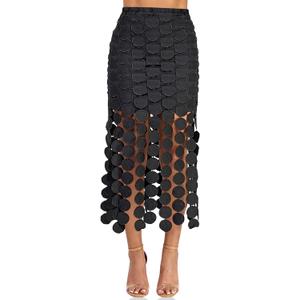 Cicy Bell Womens Hollow Out Maxi Skirts Summer High Waisted Boho Fringe Hem Skirt Beach Vacation Outfits