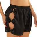 Floerns Women's Plus Size Bow Cut Out Beach Shorts Elastic High Waist Swimsuit Bottom (Black, XL)