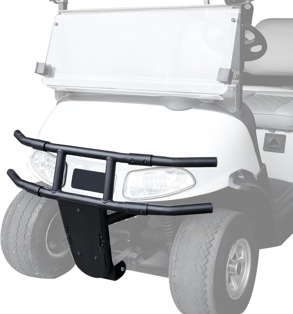 Front Brush Guard Compatible with EZGO RXV 2008-2015, Heavy Duty Combined Steel Front Bumper Guard with Black Powder Coated Finish for E-Z-GO Golf Cart Accessories