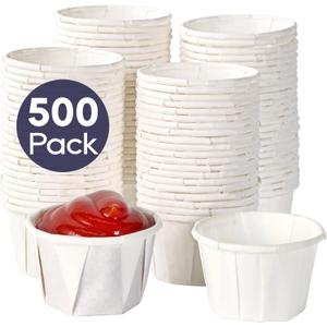LITOPAK 500 Pack 1 oz Paper Souffle Cup, Disposable Medicine Cup, 1 oz Mini Paper Cup for Tasting Pills, Food Dessert, and Condiments