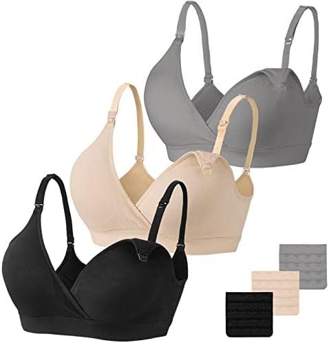 Vinfact 2 Pack Nursing Bras for Breastfeeding Seamless V Neck Maternity Bra Women Pregnancy Breastfeeding Bra, Extra Large 