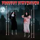 Outvita 2 Pack Hanging Halloween Skeleton Decorations Outdoor, Scary Swinging Grim Reapers for Best Halloween Outdoor Decor with Lighted Up Eyes, Creepy Haunted House Prop, Party Supplies