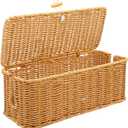  Cable Management Box, Handmade Rattan Cable Organizer, Open Slots Cords Hider Box Cord Basket Under Desk Cord Organizer for Computer Router USB Hub & Power Strip