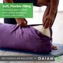 Gaiam Yoga Bolster Pillow, Soft Meditation Cushion for Yoga, Massage and Back Support, Breathable Cotton Fill, Zippered Microfiber Cover, Easy-Carry Handle, Machine Washable