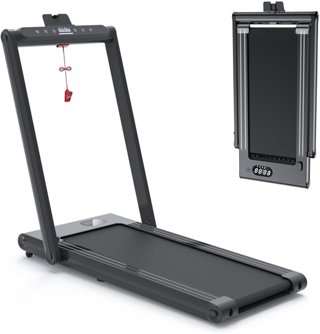 Walking Mat Treadmills Portable for Home & Office LED Display, 265 LB Capacity, Space-Saving Compact Walking Jogging Running Machine with Remote Control (black)
