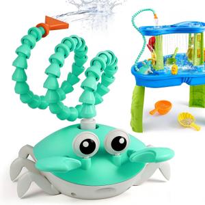 Water Table Pump, 5400mAh Rechargeable Crab Water Pump for Water Table with 3 Modes Sprinkler, 8 Hours Non-Stop Fun Summer Outdoor Water Toys Outside Water Play Table Accessories for Kids Toddlers