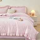 RYNGHIPY Gingham Bedding Set King Size Pink Grid Ruffled Comforter Sets 5 Pieces Soft Fluffy Checkered Bed in a Bag with 1 Comforter 1 Flat Sheet 1 Fitted Sheet 2 Pillowcases (Pink Gingham, King)