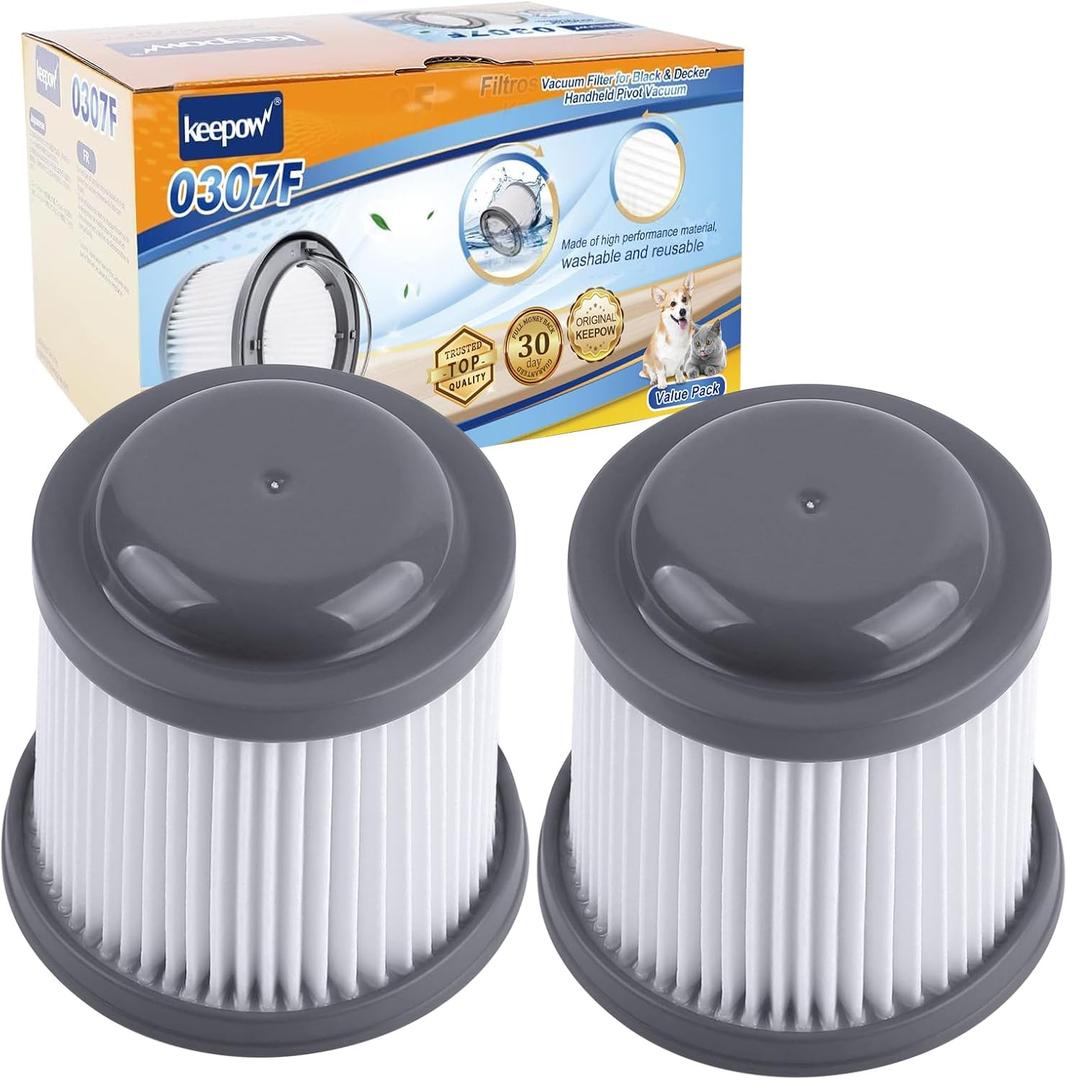 KEEPOW PVF110 Replacement Vacuum Filter for Black and Decker Handheld Pivot Vacuum BDH2000PL BDH2020FLFH PHV1410 PHV1810 PHV1210 BDH2020FL, Washable Hand Vac Filters, 2 Pack