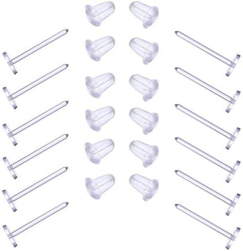 Elfstone 3mm Invisible Plastic Earrings Blank Pins Stud Tiny Head Findings DIY Supplies (200 pieces/100 Pairs)