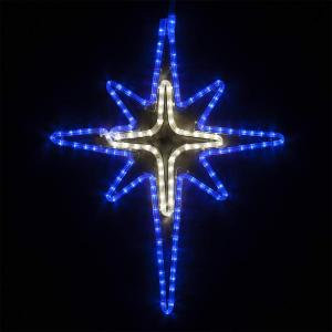 Wintergreen Lighting LED Star Lights Outdoor Christmas Star Christmas Outdoor Decorations LED Rope Light (28, Bethlehem Star with Cross Center, Blue/Cool White LED)