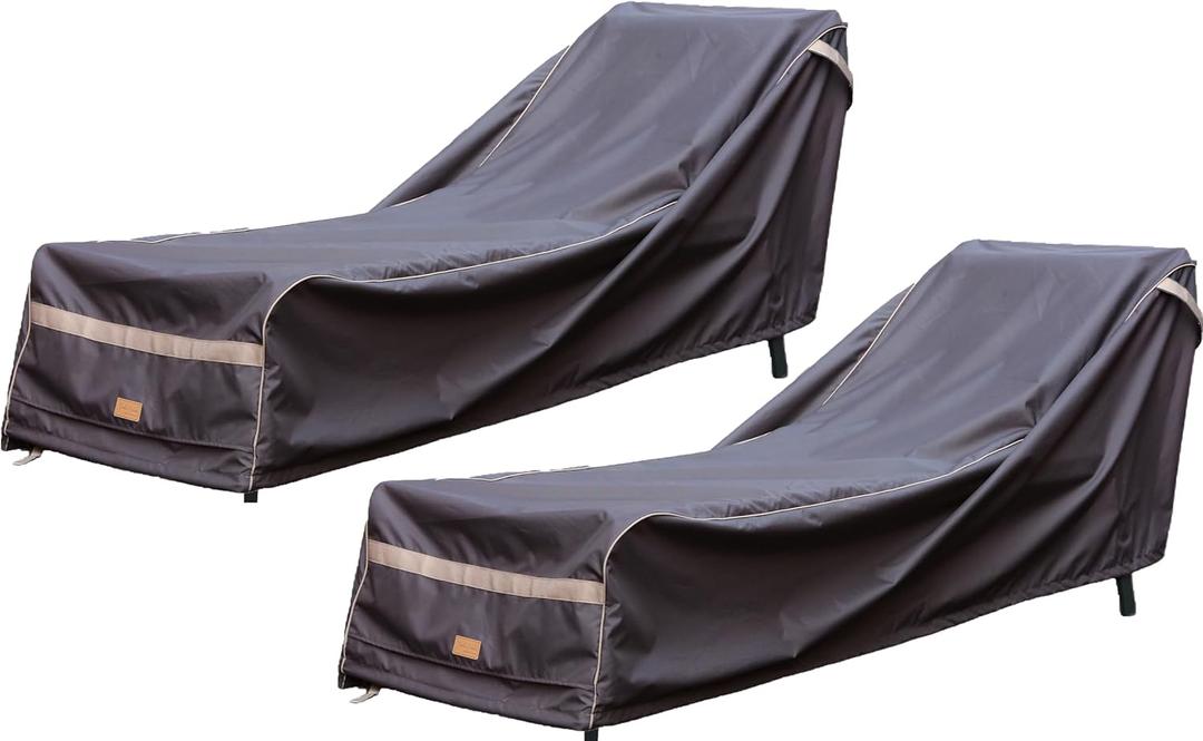 Garden Balsam Patio Chaise Lounge Cover Waterproof, Heavy Duty Outdoor Lounge Chair Covers, Dark Grey Durable Patio Furniture Covers, 2Pack, 68" L*28" W*30" H