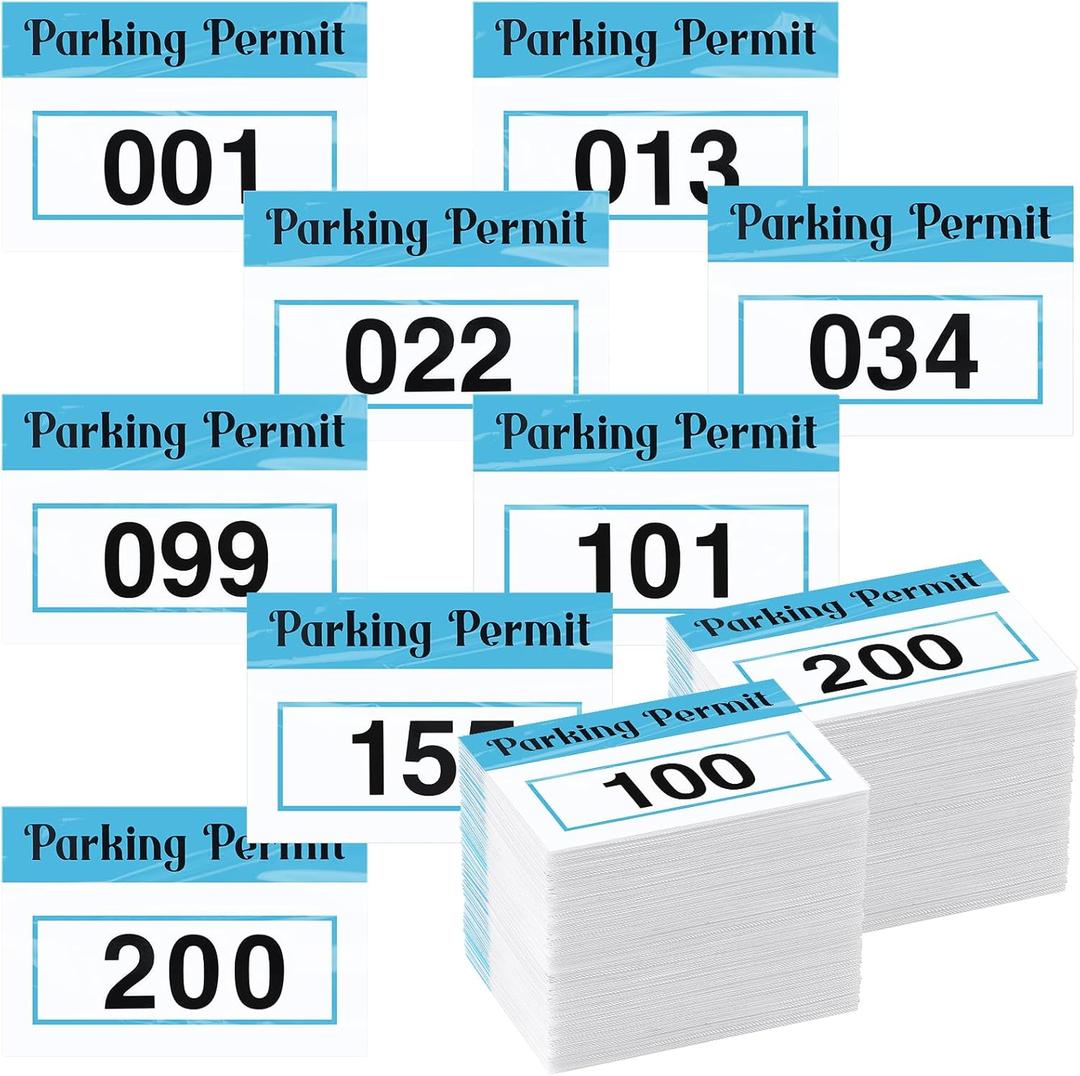 Clabby 100 Pcs 2x3 Inch Parking Permit Stickers Static Window Stickers with Front Adhesive, Car Windshield Decals Numbered 001-100 (Classic, Blue)