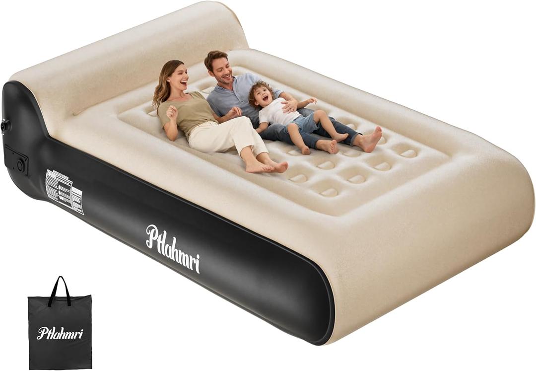 Queen Air Mattress Full with Built in Pump,16" Comfort Flocking Inflatable Blow Up Mattress,Equipped for Home, Guests, Camping,Inflate in 3 Minutes, 660 lbs Max (Black)