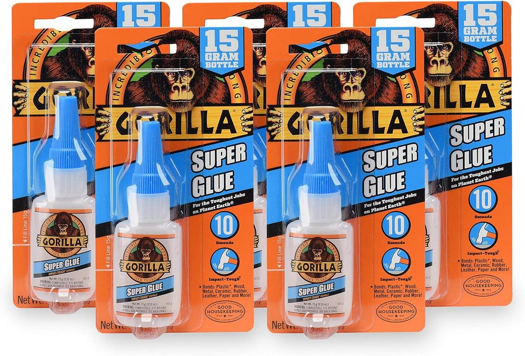 Gorilla Super Glue 15 Gram, Clear, (Pack of 5)